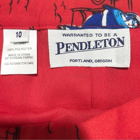 Unique Red Pendleton Print Pleated A-Line Skirt With Drawings of Paris Size 10 - Picture 13 of 14